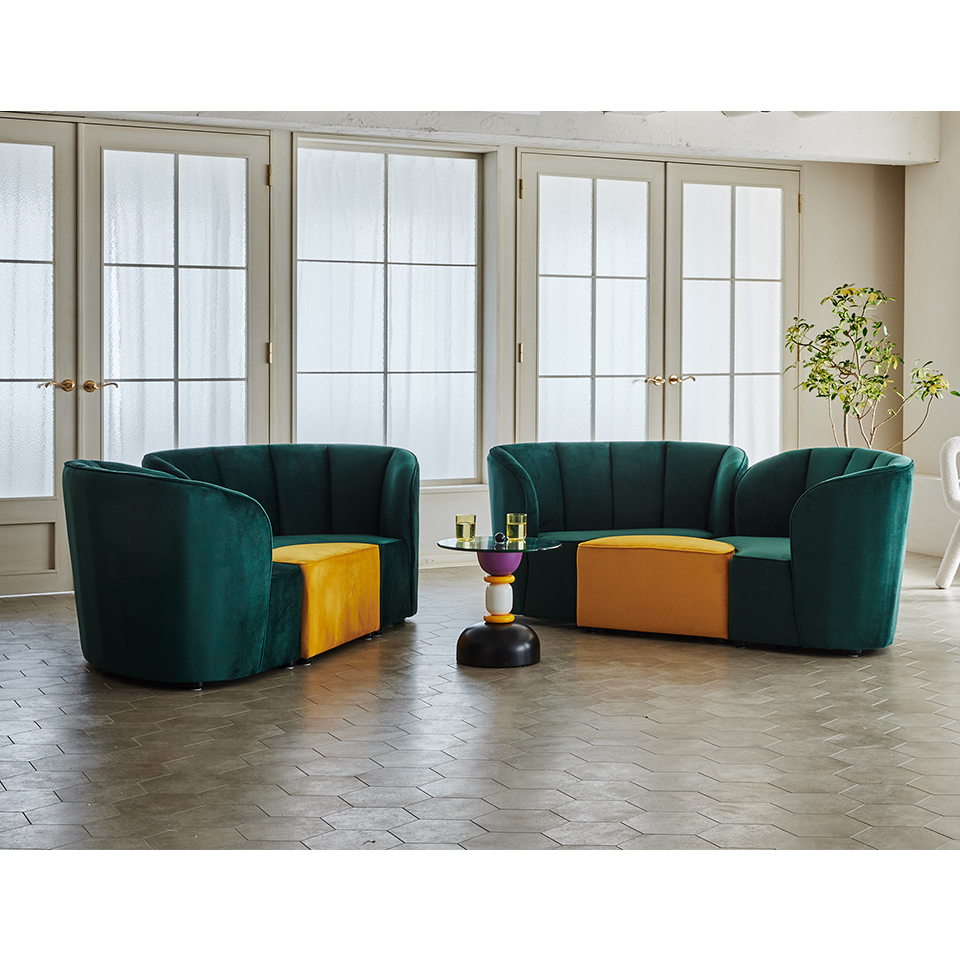 ソファFLOWERグリーン/イエロー - 5