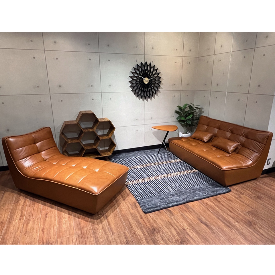 カウチソファZM890ブラウンレザー - 9