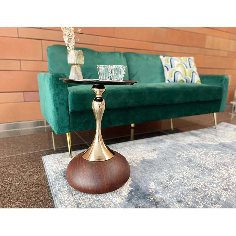 サイドテーブルAJJ-82ブラックウォールナット/ゴ... - 4