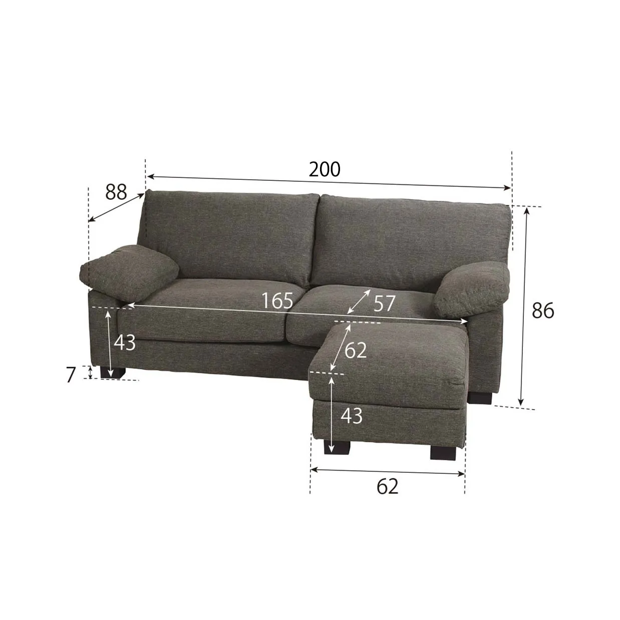 ソファTD9810 3人掛けセット（オットマン付き）【送料・開梱... - 5