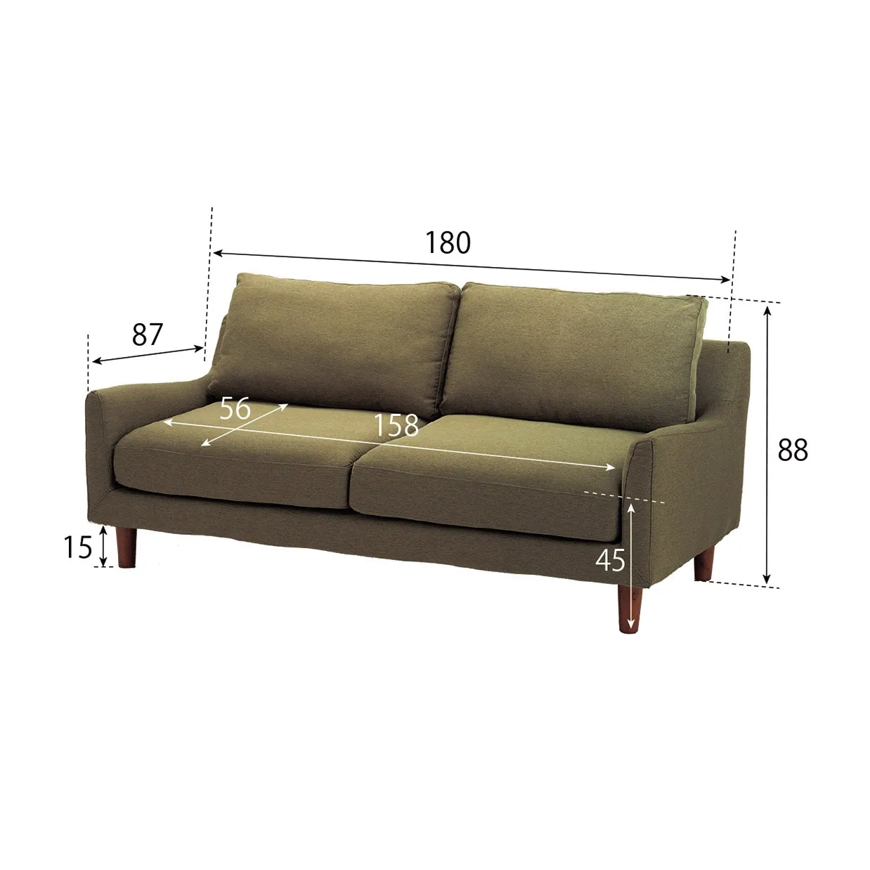 ソファTD2905 3人掛けグリーン - 6