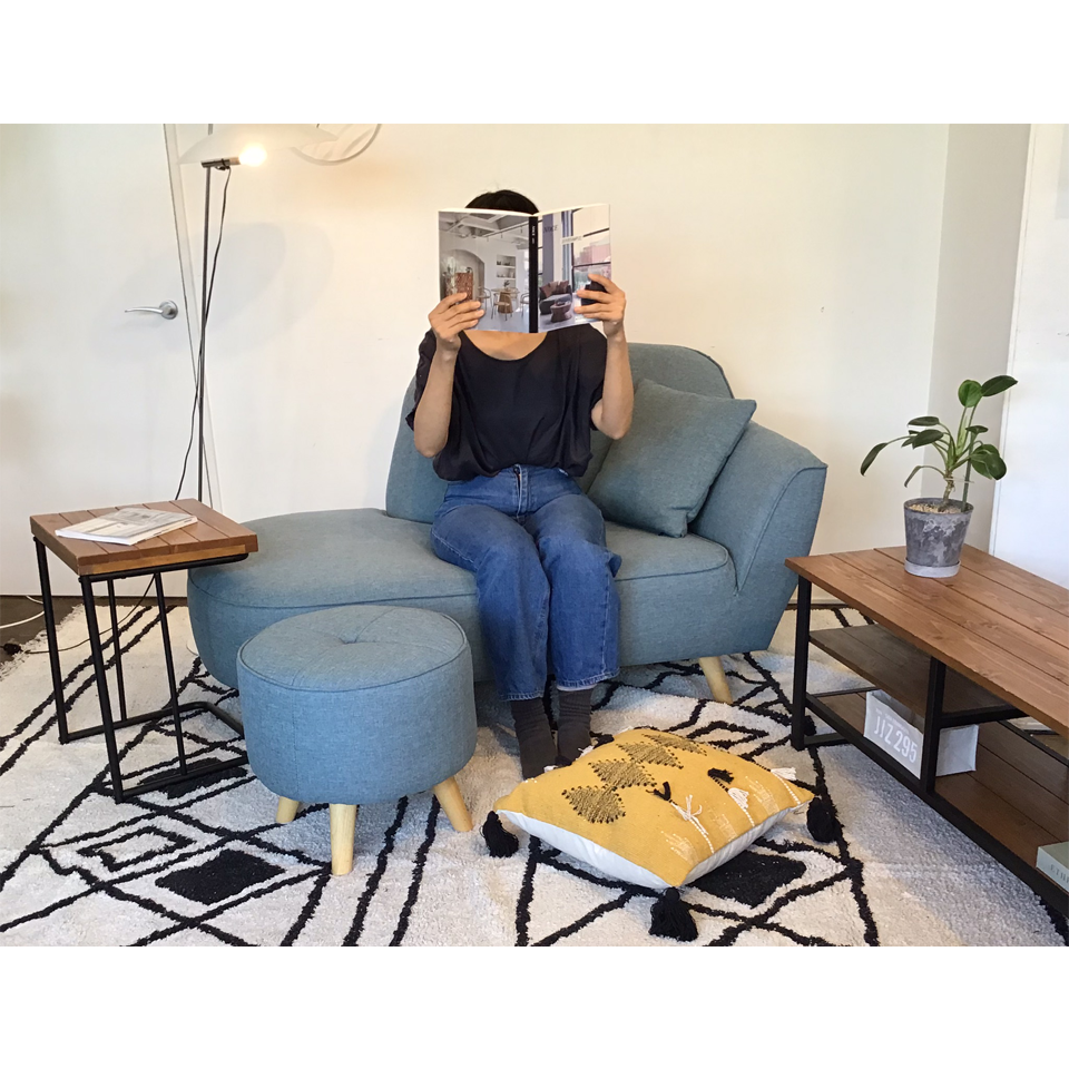 ソファYU8946B(オットマン付き)ブルー - 6