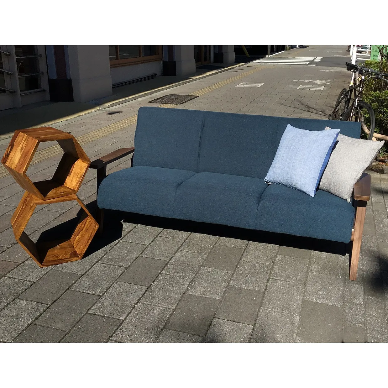 ソファNC130A 3人掛けブルー/ウォールナット - 5