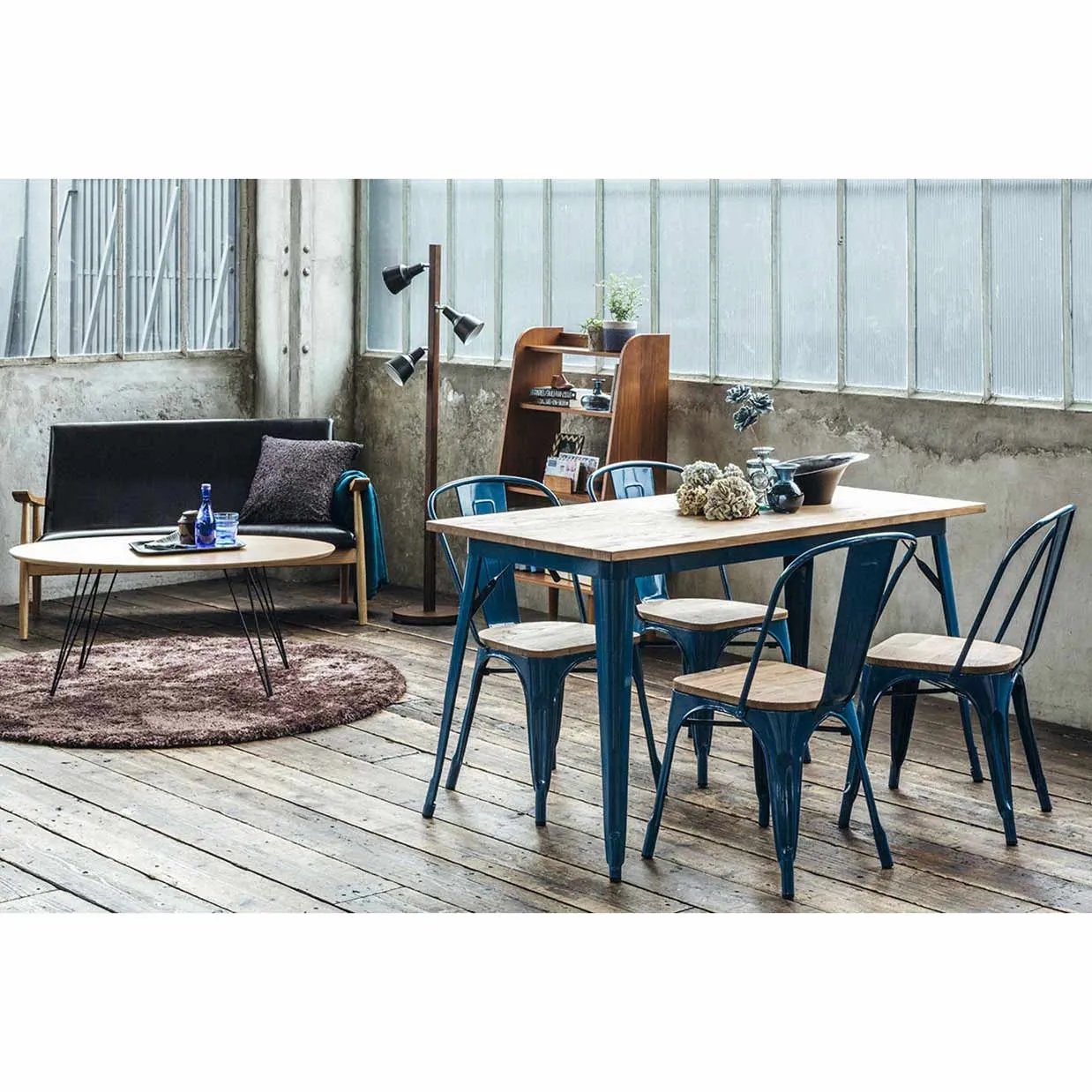 テーブルTC140-70Mブルー/ナチュラル - 6