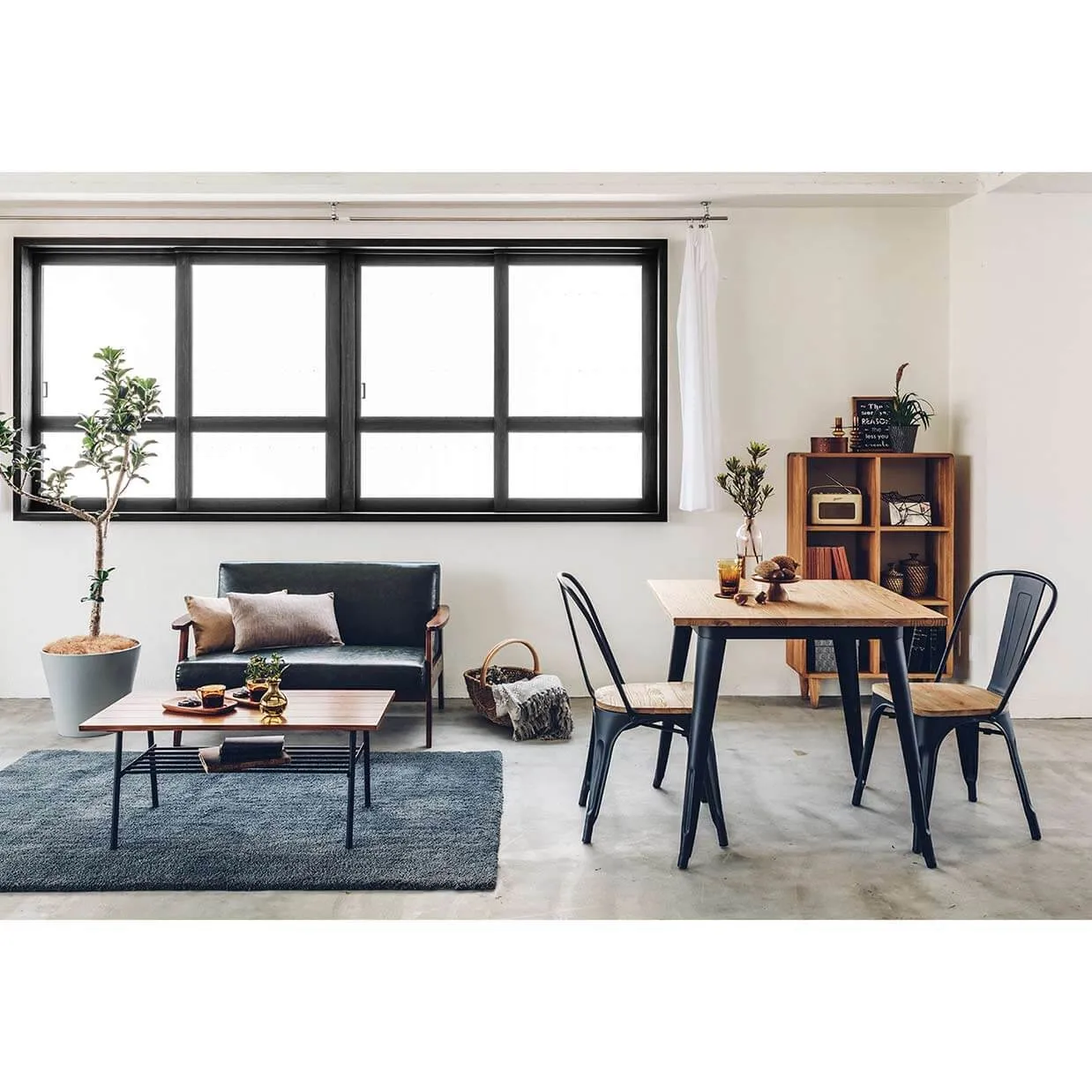 テーブルTC-80MZDNブラック/ナチュラル - 3