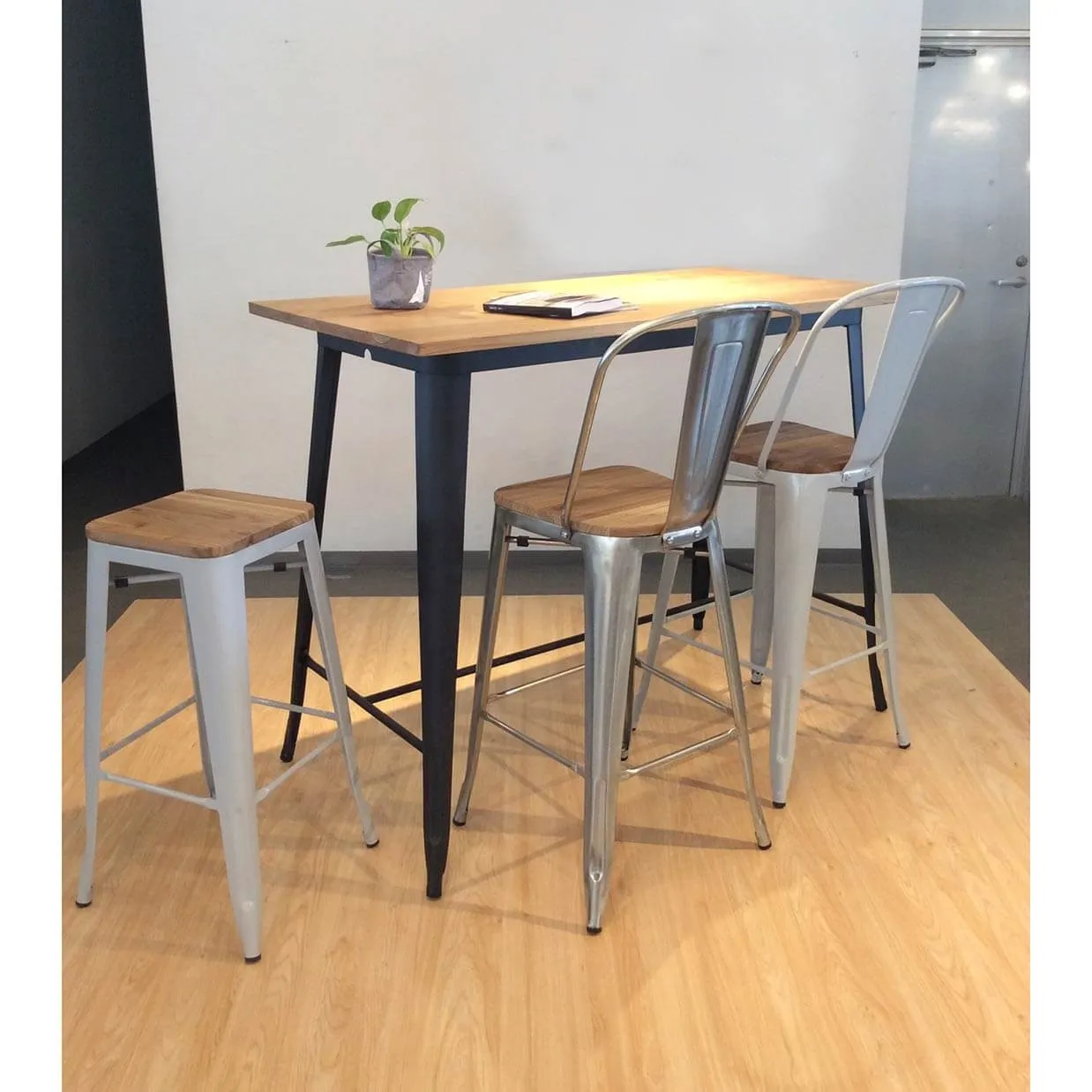 ハイチェアT3513-30GBMガルバナイズド/ナチュラル - 5